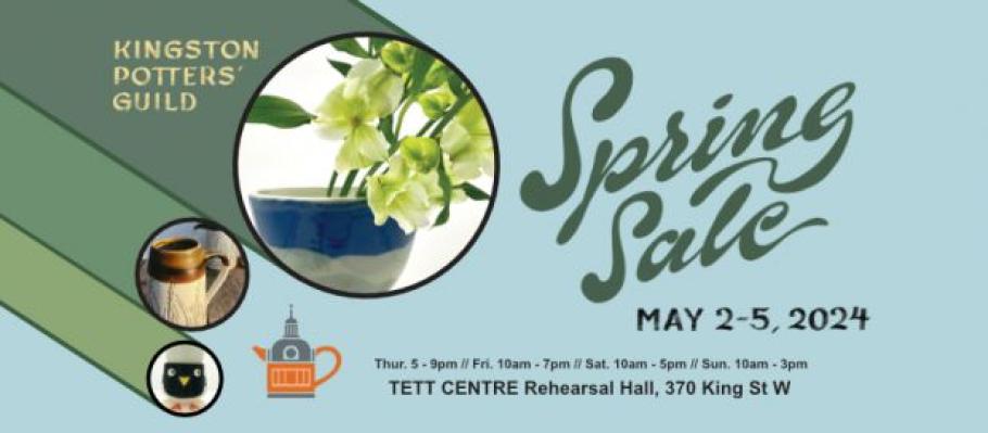 Pottery in designed circles. Kingston Potters&#039; Guild Spring Sale May 2-5. 